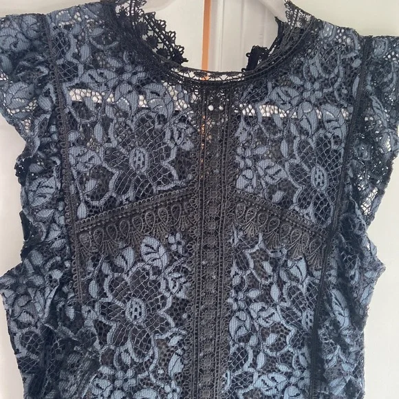Zara blue and black lace dress Sz M - Picture 7 of 15